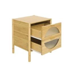 Aash 2 Drawer Nightstand With Shelf,Bedside Table Bamboo With Storage (22.05"H*17.72"W*14.97"D)-The Pop Home 14 Aash 2 Drawer Nightstand With Shelf,Bedside Table Bamboo With Storage (22.05"H*17.72"W*14.97"D)-The Pop Home -DreamNest Store GUEST 0063fb4b 70fa 4480 b89d f9c350c1810b