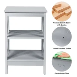 Costway 3-Tier Nightstand End Table X Design Storage Display Shelf Living Room Grey -DreamNest Store GUEST 0073abc9 f3e3 4092 b048 ac3bcf63cb88