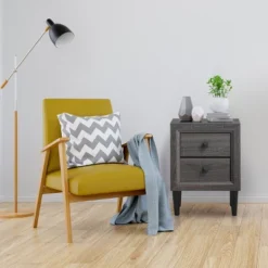 Costway 2PCS Nightstand W/2 Drawer Multipurpose Retro Grey Bedside Table Fully Assembled 12 Costway 2PCS Nightstand W/2 Drawer Multipurpose Retro Grey Bedside Table Fully Assembled -DreamNest Store GUEST 008e10d8 bed7 46ed a4ed 5cde28a6796c