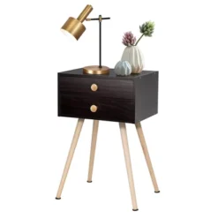 Costway Mid Century Modern 2 Drawers Nightstand Sofa Side Table End Table Espresso -DreamNest Store GUEST 012f7252 6d0c 4f06 9d24 405887181cbc