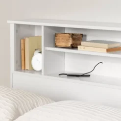 Queen Fusion Bookcase Headboard Pure White - South Shore -DreamNest Store GUEST 01768cae e28d 4f63 a073 f9335c427356