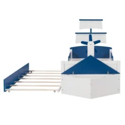 Twin Size Boat-Shaped Platform Bed With Trundle Bed And Storage Footboard-ModernLuxe -DreamNest Store GUEST 01c6b0a1 64b4 4e2d a6b0 11d6f0030d84