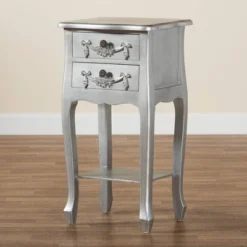 Eliya Brushed Wood 2 Drawer Nightstand Silver - Baxton Studio -DreamNest Store GUEST 01ecd043 4bfc 4f8a 8a6e d918b9070b29