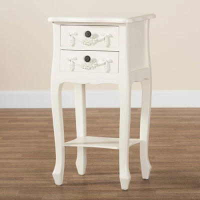 Eliya Wood 2 Drawer Nightstand White - Baxton Studio 8 Eliya Wood 2 Drawer Nightstand White - Baxton Studio - Image 8