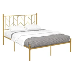 Costway Full/Queen/Twin Size Metal Platform Bed Frame Vintage Headboard Mattress Foundation Gold -DreamNest Store GUEST 0338e397 102c 4324 b0f6 b0120c6e05bc