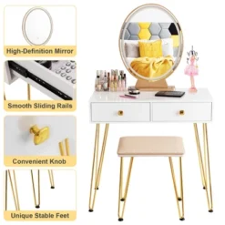 Costway Vanity Makeup Dressing Table W/ 3 Lighting Modes Mirror Touch Switch White 16 Costway Vanity Makeup Dressing Table W/ 3 Lighting Modes Mirror Touch Switch White -DreamNest Store GUEST 038cc3a9 7c9b 4b4d b013 ae5248b6aab7