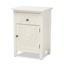 Lambert Wood 1 Drawer Nightstand White - Baxton Studio -DreamNest Store GUEST 03bec3ed 1892 4427 bc5e be539eafbe19