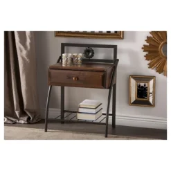 Jevenci Vintage Antique Dark Bronze Metal And Wood 1-Drawer Nightstand - Walnut - Baxton Studio 9 Jevenci Vintage Antique Dark Bronze Metal And Wood 1-Drawer Nightstand - Walnut - Baxton Studio -DreamNest Store GUEST 03f15f3b 9d15 45e6 b23d f267c37418ca