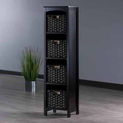55.98" 5pc Terrace Storage Shelf With Baskets Espresso/Chocolate - Winsome 13 55.98" 5pc Terrace Storage Shelf With Baskets Espresso/Chocolate - Winsome - Image 13