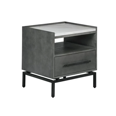 Ashton Marble Top Nightstand Table Gray - Finch 3 Ashton Marble Top Nightstand Table Gray - Finch - Image 3