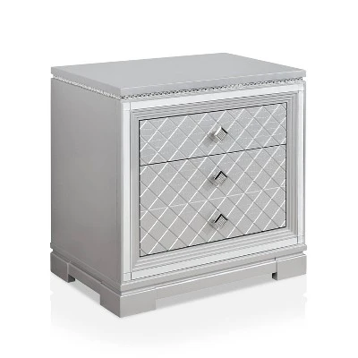 Tenaya 2 Drawer Nightstand With Hidden Drawer And USB Ports Silver - HOMES: Inside + Out 3 Tenaya 2 Drawer Nightstand With Hidden Drawer And USB Ports Silver - HOMES: Inside + Out - Image 3