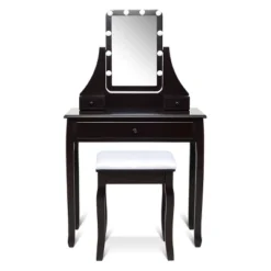 Tangkula Make-Up Vanity Table Dresser Set W/LED Light & Padded Stool -DreamNest Store GUEST 05e6e137 a335 4bf6 98b4 24a36a3b2072