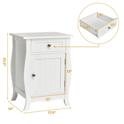 Tangkula 2PCS Wooden Accent End Table With Drawer Storage Floor Cabinet For Living Room, Bedroom, Hallway 6 Tangkula 2PCS Wooden Accent End Table With Drawer Storage Floor Cabinet For Living Room, Bedroom, Hallway - Image 6