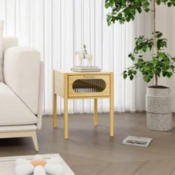 Aash 1-Drawer Environmentally Friendly Pale Yellow Finish Accent Nightstand With Storage- The Pop Home 15 Aash 1-Drawer Environmentally Friendly Pale Yellow Finish Accent Nightstand With Storage- The Pop Home -DreamNest Store GUEST 06f7722d 9b4a 4ae4 8460 1c8a18b4e88e