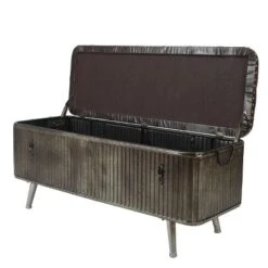 LuxenHome 47.5in. W Metal And Faux Leather Bench. -DreamNest Store GUEST 074007be ddaa 42f7 b341 fc908d62017e