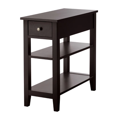 Costway 3Tier Nightstand Bedside Table Sofa Side End Table W/Double Shelves Drawer Brown 9 Costway 3Tier Nightstand Bedside Table Sofa Side End Table W/Double Shelves Drawer Brown - Image 9