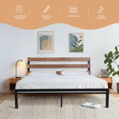Costway Twin Size Metal Platform Bed Frame Mattress Foundation Wooden Headboard -DreamNest Store GUEST 07f1e150 4a44 4e90 a333 c637c5bf2b63