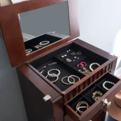 Tierra Contemporary Jewelry Armoire Merlot Brown - Powell Company -DreamNest Store GUEST 085558e9 c9e0 4e39 bd5e 249aa387810f