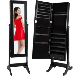 Best Choice Products 6-Tier Standing Mirror Lockable Storage Organizer Cabinet Armoire W/ Velvet Interior -DreamNest Store GUEST 086cec6f 711f 4a46 b965 3a099e851b1e