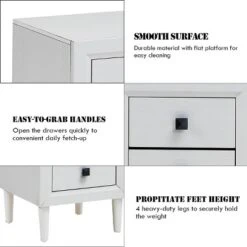 Costway 2 PCs Nightstand End Bedside Coffee Table Wooden Leg Storage Drawers White -DreamNest Store GUEST 088bc481 80a0 4578 9eaf a9dcd03561c2