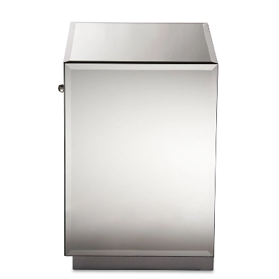 Rochadh Hollywood Glamour Style 1 Drawer And 1 Shelf Nightstand And Bedside Table Silver - Baxton Studio 1 Rochadh Hollywood Glamour Style 1 Drawer And 1 Shelf Nightstand And Bedside Table Silver - Baxton Studio