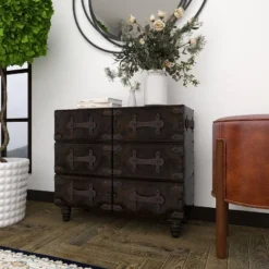 Traditional 6 Drawer Faux Leather Chest Black - Olivia & May 28 Traditional 6 Drawer Faux Leather Chest Black - Olivia & May -DreamNest Store GUEST 092511e7 ccf6 4104 b9c0 f4232f937d0f