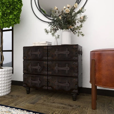 Traditional 6 Drawer Faux Leather Chest Black - Olivia & May 9 Traditional 6 Drawer Faux Leather Chest Black - Olivia & May - Image 9