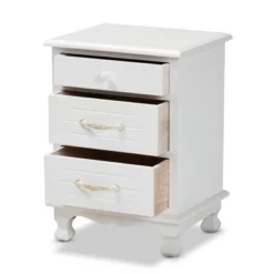 Layton Wood 3 Drawer Nightstand White - Baxton Studio -DreamNest Store GUEST 0926d7da 1af2 4acd a01b de59f6b32e49