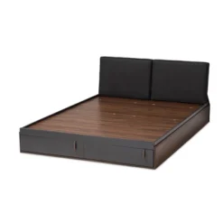 Queen Rikke Two-Tone Wood Platform Storage Bed With Upholstered Headboard Gray - Baxton Studio -DreamNest Store GUEST 0949619d 0df9 4ad6 bc02 a515163a895c
