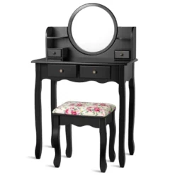 Tangkula Vanity Table Set W/Detachable Mirror & Stool Black/White 20 Tangkula Vanity Table Set W/Detachable Mirror & Stool Black/White -DreamNest Store GUEST 09f10413 05df 4628 a2d7 342c5914a1ca 1