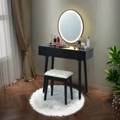 Costway Vanity Makeup Table Touch Screen 3 Lighting Modes Dressing Table Stool Set WhiteBlack Gray -DreamNest Store GUEST 0a3fa123 edca 4e92 afd8 22553a288854