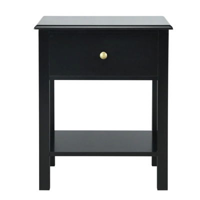 Tangkula 2PC End Table Nightstand W/Drawer & Shelf Bedroom Living Room Furniture Black 6 Tangkula 2PC End Table Nightstand W/Drawer & Shelf Bedroom Living Room Furniture Black - Image 6