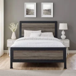 Queen Industrial Wood And Metal Bed - Saracina Home -DreamNest Store GUEST 0aaa159b 9726 4847 a2ca 81faa2db453f