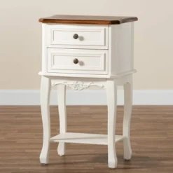 2 Drawer Darla Wood Nightstand White/Cherry Brown - Baxton Studio -DreamNest Store GUEST 0abfcf15 10b8 479e 9375 9a3f5d040b53