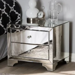 Farrah Hollywood Regency Glamour Style Mirrored 2 - Drawer Nightstand - Baxton Studio -DreamNest Store GUEST 0ad37f65 77ff 4f53 96ed e2227cd392ff