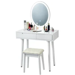 Costway Vanity Makeup Table Touch Screen 3 Lighting Modes Dressing Table Stool Set WhiteBlack Gray -DreamNest Store GUEST 0b7f3a31 f090 4c12 bdd9 76b4f883d2d6