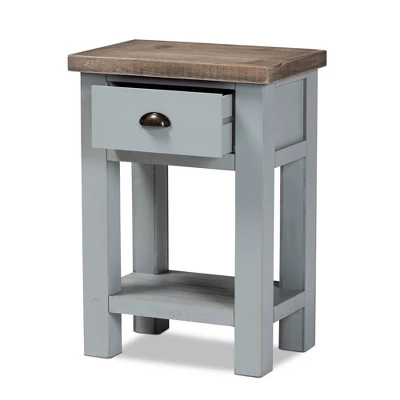 Hastin Two-Tone Wood 1 Drawer Nightstand Brown/Gray - Baxton Studio 1 Hastin Two-Tone Wood 1 Drawer Nightstand Brown/Gray - Baxton Studio