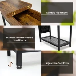 Tangkula End Table With Charging Station Industrial Nightstand Flip Top Side Pocket USB -DreamNest Store GUEST 0c3771c4 24cb 4ba2 a277 6cc08352303e