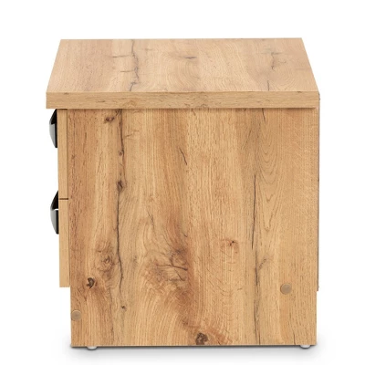 Colburn Wood 2 Drawer Nightstand Oak Brown - Baxton Studio 2 Colburn Wood 2 Drawer Nightstand Oak Brown - Baxton Studio - Image 2