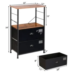 Costway 2 Drawer Dresser W/Shelf Storage Tower Nightstand End Table Chest Black -DreamNest Store GUEST 0caf63d7 5e16 4b7a b756 1e1e8a392046