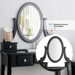 Tangkula Vanity Table Set W/ 360° Rotating Oval Mirror & Drawers Black/White 16 Tangkula Vanity Table Set W/ 360° Rotating Oval Mirror & Drawers Black/White -DreamNest Store GUEST 0ce43fed 3624 4e0c bda3 65f8b2f0d640