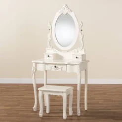 2pc Macsen Wood Vanity Set With Adjustable Mirror White - Baxton Studio 18 2pc Macsen Wood Vanity Set With Adjustable Mirror White - Baxton Studio -DreamNest Store GUEST 0d5cf33c 3f43 4308 90c8 cc4321918467