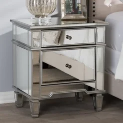 Sussie Hollywood Regency Glamour Style Mirrored 2 - Drawer Nightstand - Baxton Studio -DreamNest Store GUEST 0d6d95f6 0e0c 4502 a304 62e4d9699beb
