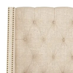 King Arlette Nail Button Tufted Wingback Bed In Textured Linen Cream - Skyline Furniture -DreamNest Store GUEST 0d7f5ed5 3809 41c5 a7cc 6ec1a747ef13