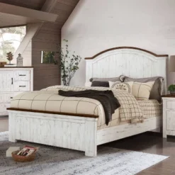 2pc Queen Willow Rustic Bedroom Set Distressed White/Walnut - HOMES: Inside + Out -DreamNest Store GUEST 0d9433c0 1006 482f 8686 edea3a710e30