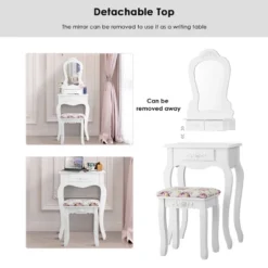 Costway White Vanity Jewelry Makeup Dressing Table Stool Drawer -DreamNest Store GUEST 0db7368f f344 43ce 868b 11e2ca4a61c8