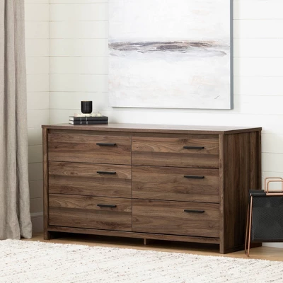 Tao 6 Drawer Double Dresser Natural Walnut - South Shore 1 Tao 6 Drawer Double Dresser Natural Walnut - South Shore