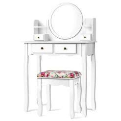 Tangkula Vanity Table Set W/Detachable Mirror & Stool Black/White 21 Tangkula Vanity Table Set W/Detachable Mirror & Stool Black/White -DreamNest Store GUEST 0dca2b86 31cf 4daa 9ac2 a321829b4a78