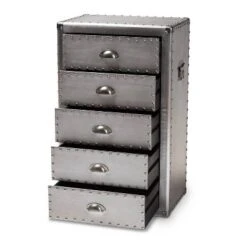 5 Drawer Davet Metal Accent Chest Silver - Baxton Studio -DreamNest Store GUEST 0df383d4 1d1f 48b0 9ff3 a7c926ac7701