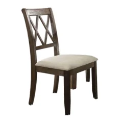 Set Of 2 26" Claudia Dining Chairs Beige Linen/Salvage Brown - Acme Furniture -DreamNest Store GUEST 0e69b88d 9eb6 4022 9486 cecfe93fdf6b